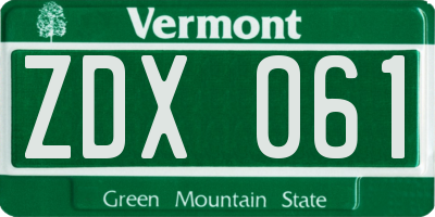 VT license plate ZDX061
