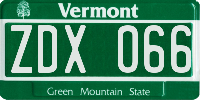 VT license plate ZDX066