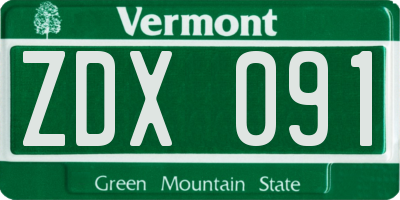 VT license plate ZDX091