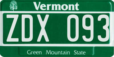 VT license plate ZDX093
