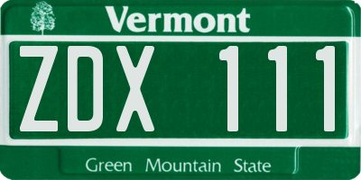 VT license plate ZDX111