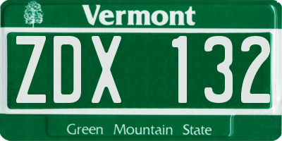 VT license plate ZDX132