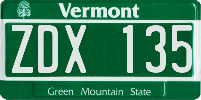 VT license plate ZDX135