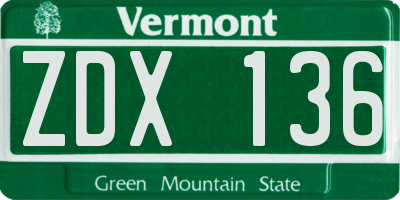 VT license plate ZDX136