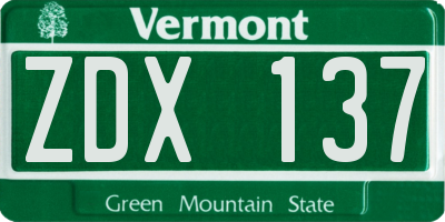 VT license plate ZDX137