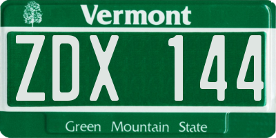 VT license plate ZDX144