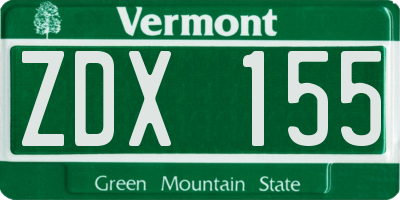 VT license plate ZDX155