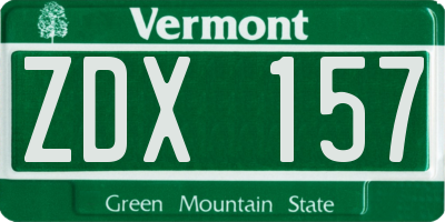 VT license plate ZDX157