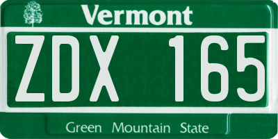 VT license plate ZDX165