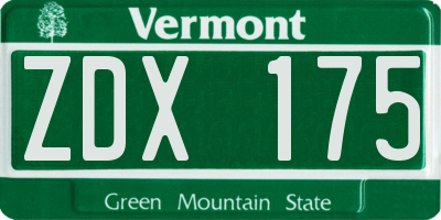 VT license plate ZDX175