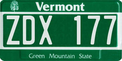 VT license plate ZDX177