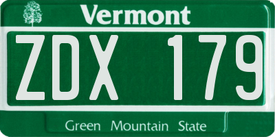 VT license plate ZDX179