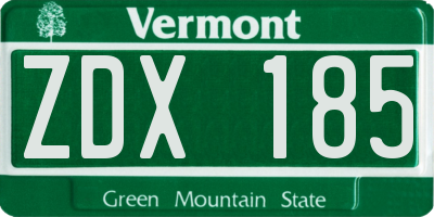 VT license plate ZDX185