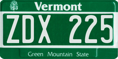 VT license plate ZDX225
