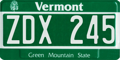 VT license plate ZDX245