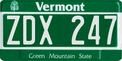 VT license plate ZDX247