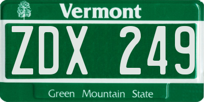 VT license plate ZDX249