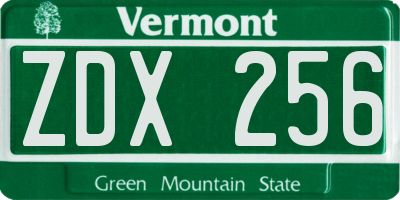 VT license plate ZDX256