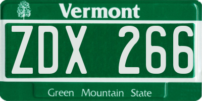 VT license plate ZDX266