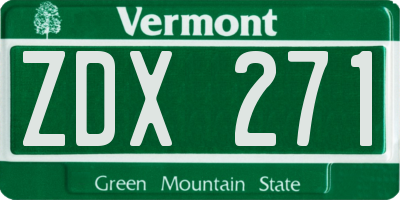 VT license plate ZDX271