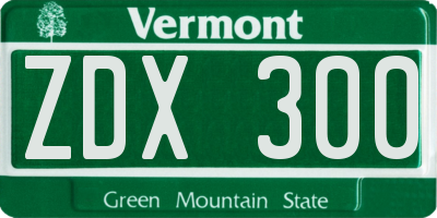 VT license plate ZDX300