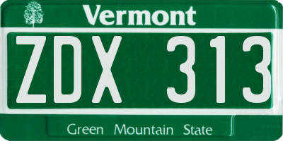 VT license plate ZDX313