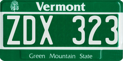 VT license plate ZDX323
