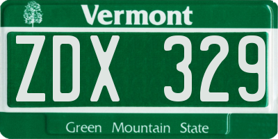 VT license plate ZDX329