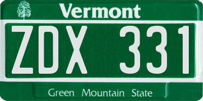 VT license plate ZDX331