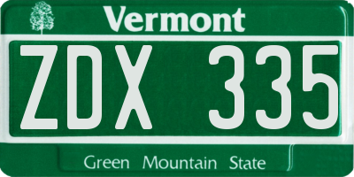 VT license plate ZDX335