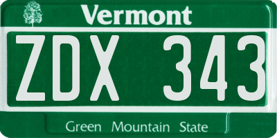 VT license plate ZDX343