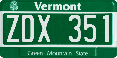 VT license plate ZDX351