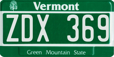 VT license plate ZDX369