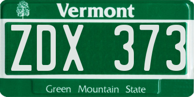 VT license plate ZDX373