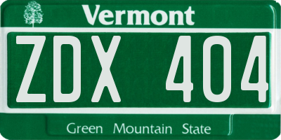 VT license plate ZDX404