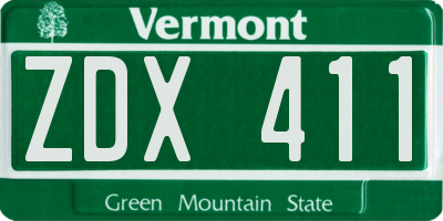 VT license plate ZDX411