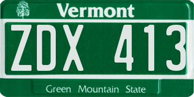 VT license plate ZDX413