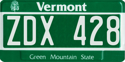 VT license plate ZDX428
