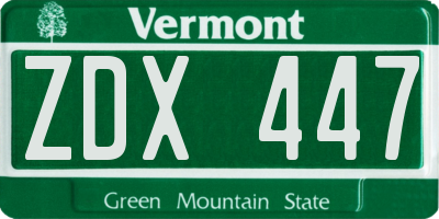 VT license plate ZDX447