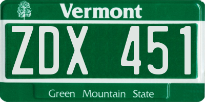 VT license plate ZDX451