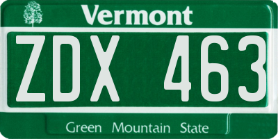 VT license plate ZDX463