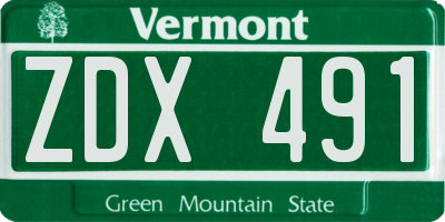 VT license plate ZDX491