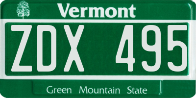 VT license plate ZDX495