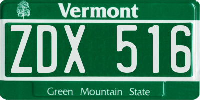 VT license plate ZDX516