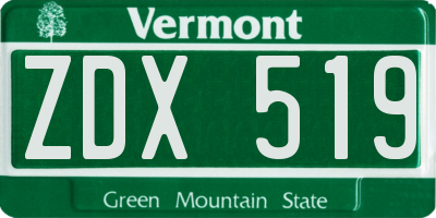 VT license plate ZDX519