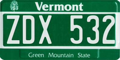 VT license plate ZDX532