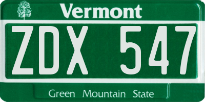 VT license plate ZDX547