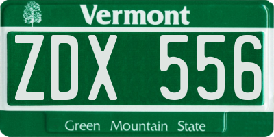 VT license plate ZDX556