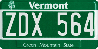 VT license plate ZDX564