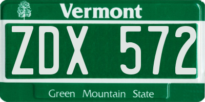 VT license plate ZDX572